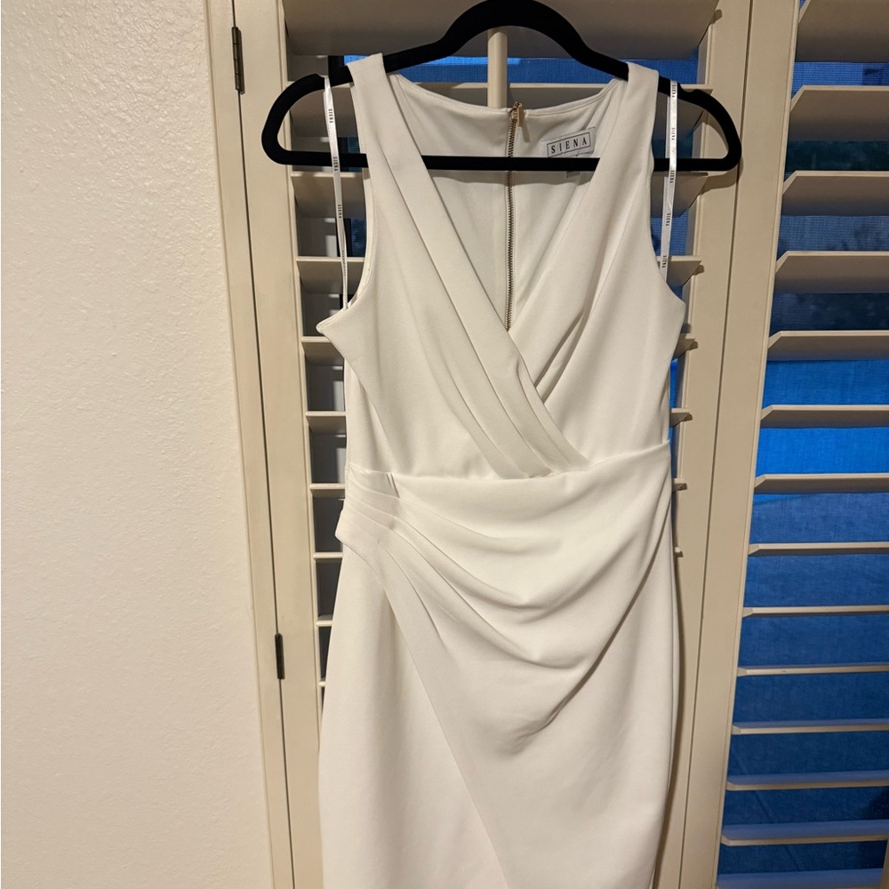 Elegant White Draped Wedding Dress